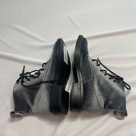 Dolce Vita Womens Lace Up Bardot Combat Boots Charcoal Velvet Size 8 - Picture 7 of 9